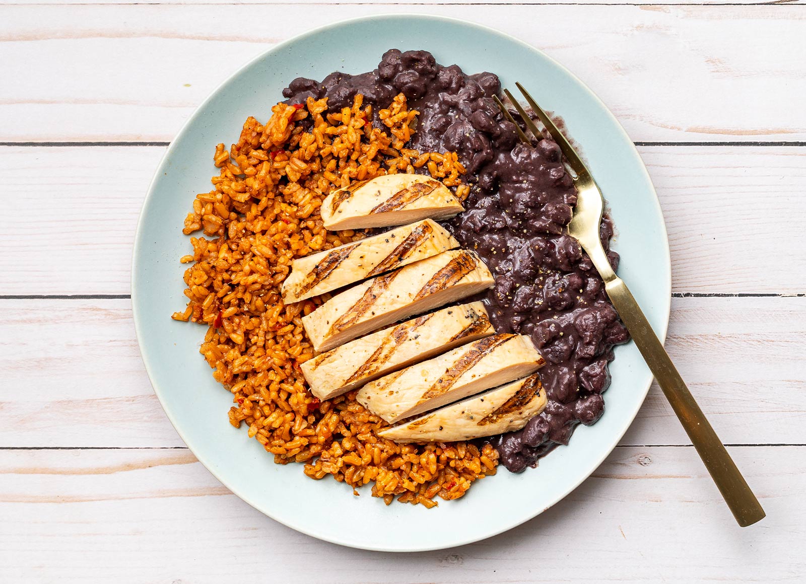 Grilled Chicken, Black Beans + Mexican Rice