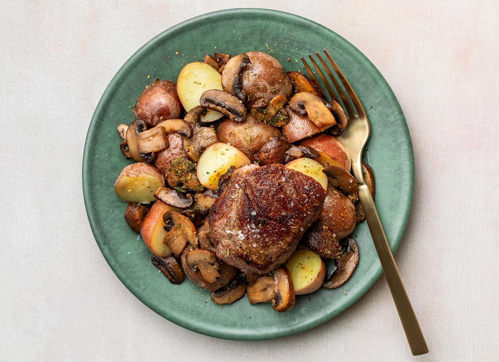 Strip Steak with Mushroom Pan Sauce