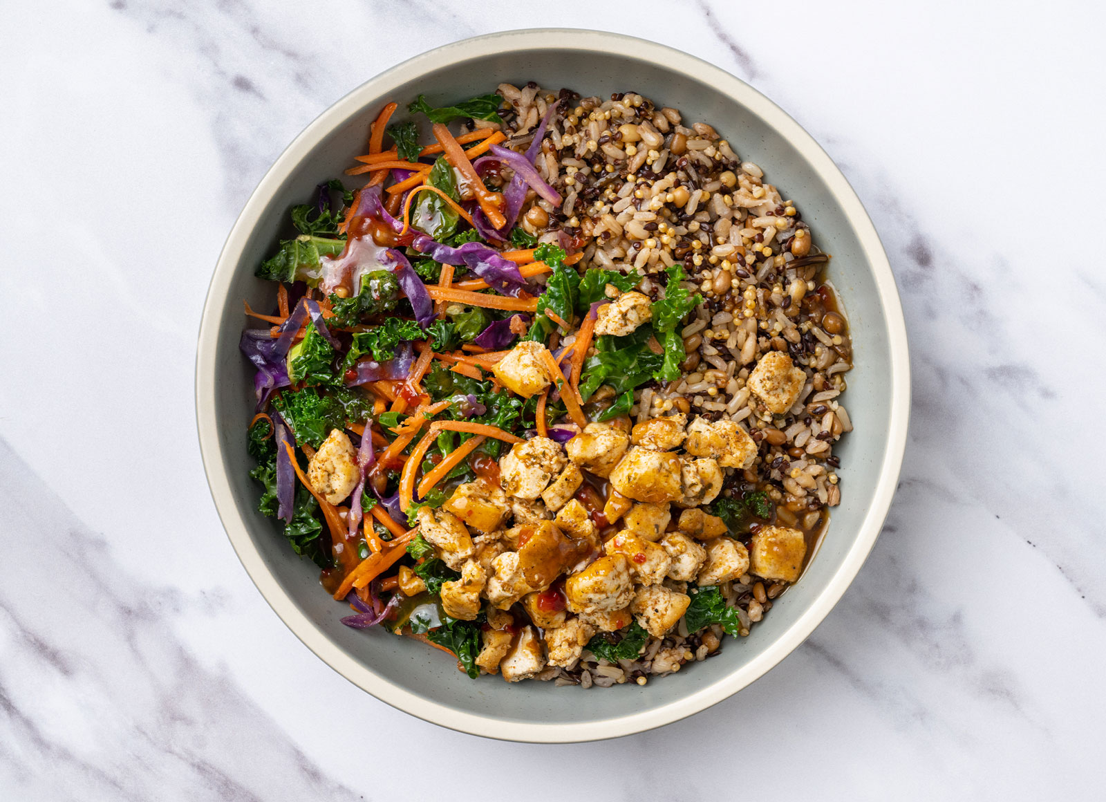 Gingery Spiced Tofu Rainbow Grain Bowl