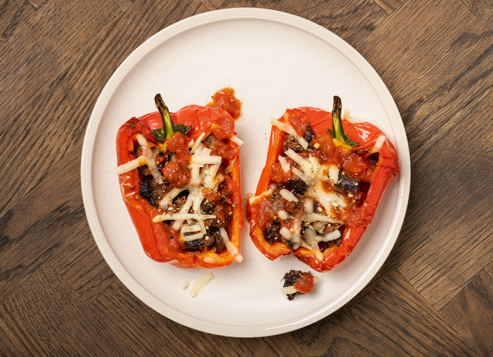 Vegan Pizza Stuffed Peppers with The Beyond Burger