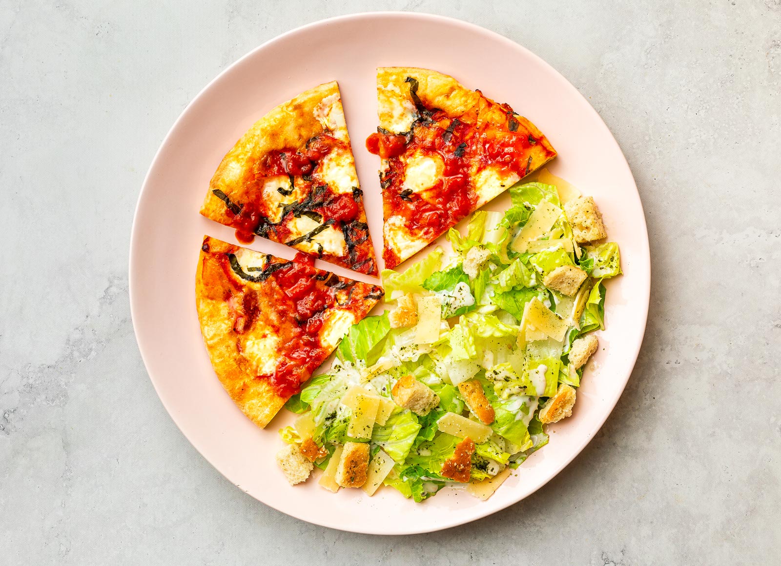 Margherita Pizza + Caesar Salad