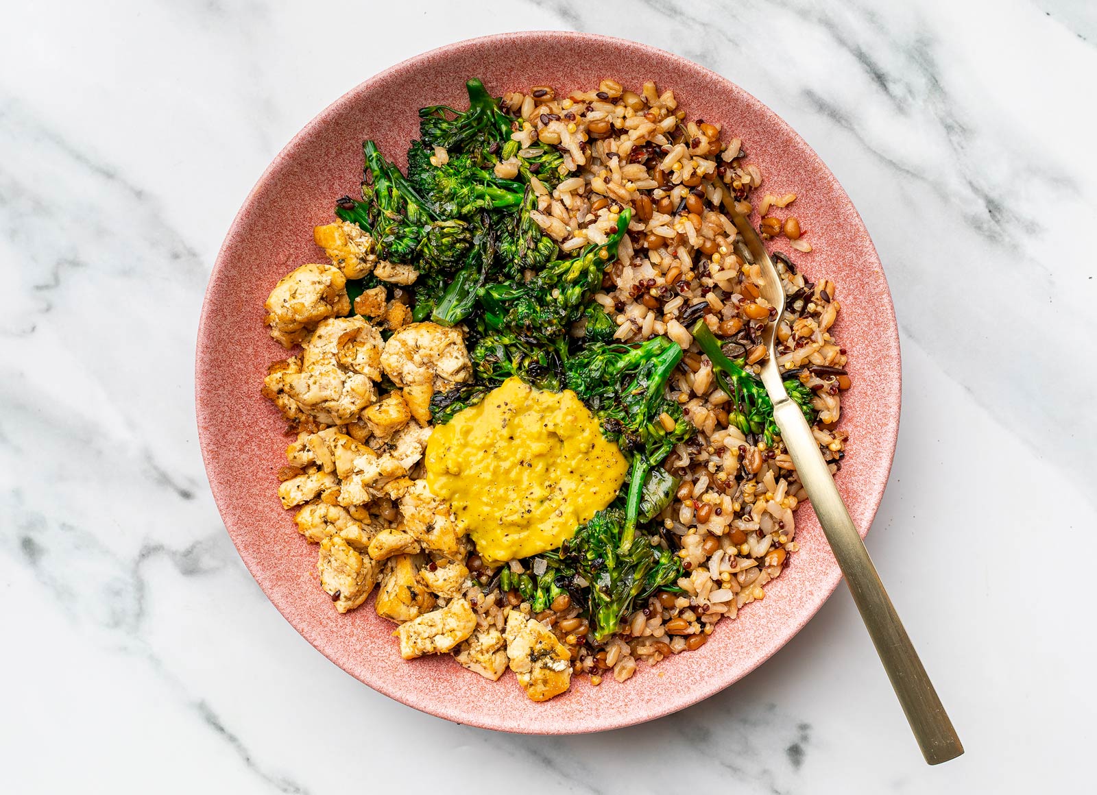 Curry Savory Spiced Tofu Bites + Broccoli 7-Grain Bowl