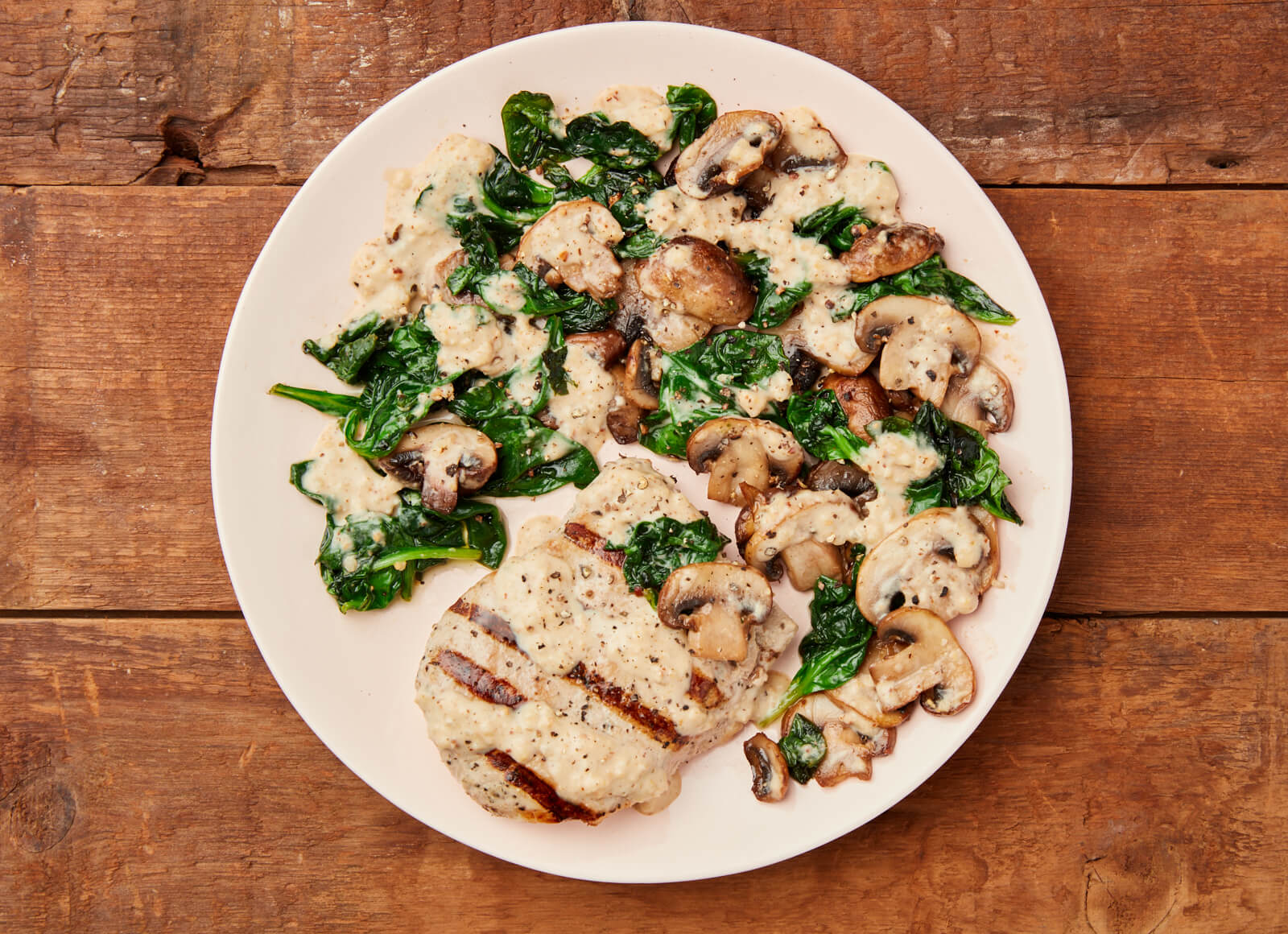 Creamy Mushroom Smothered Grilled Boneless Pork Chops