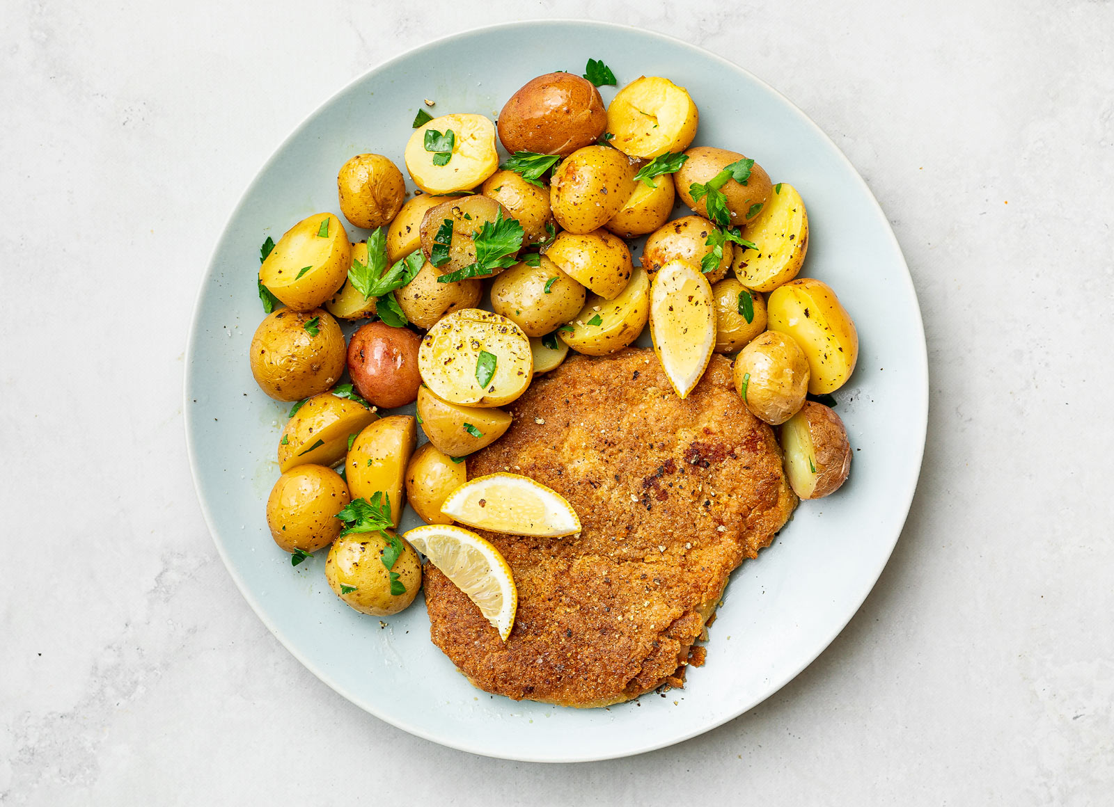 Pork Schnitzel + Warm Potato Salad