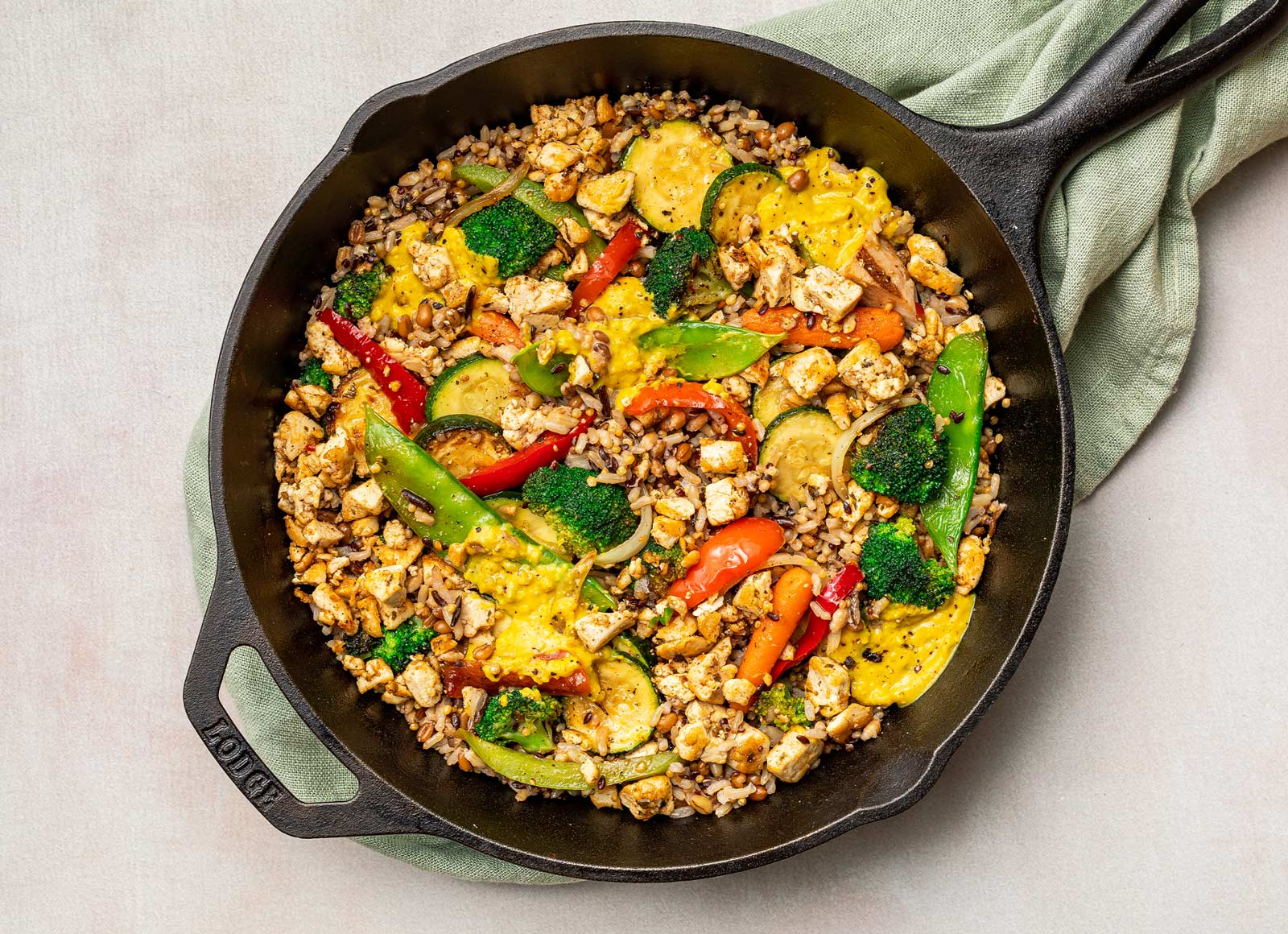 Curry Tofu + 7-Veggie Grains