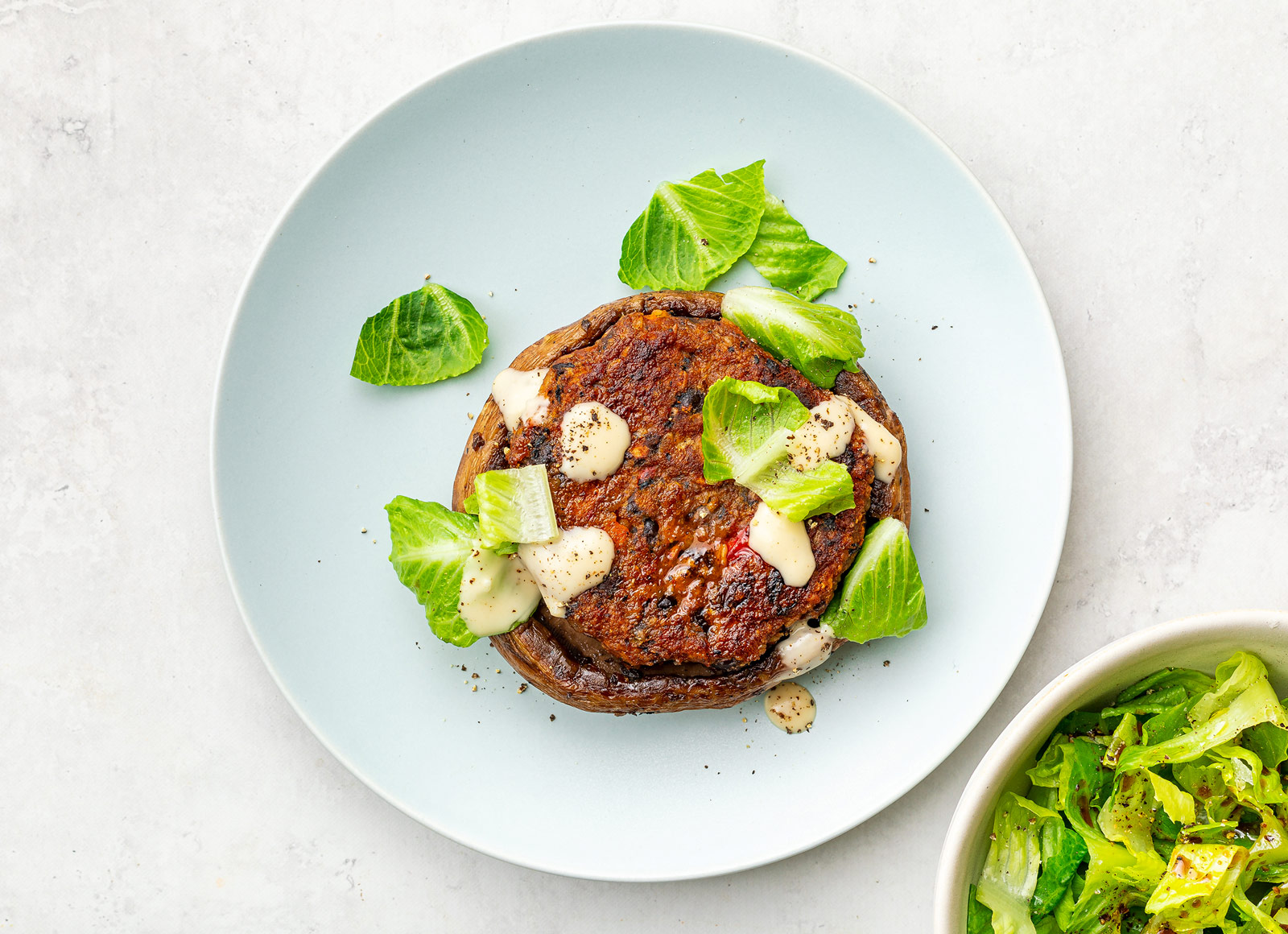 Tangy Miso Mushroom-Bun Burger