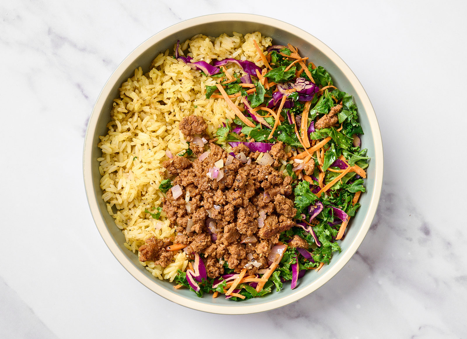 Zesty Beef + Rainbow Veggie Rice Bowl