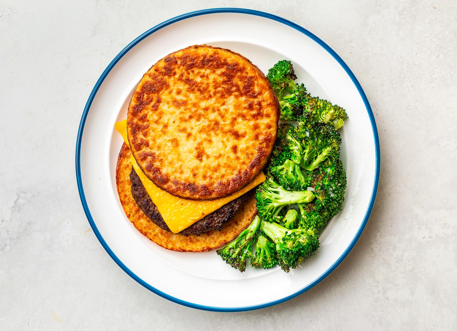 All-American Cheeseburger on Cauli-Bun