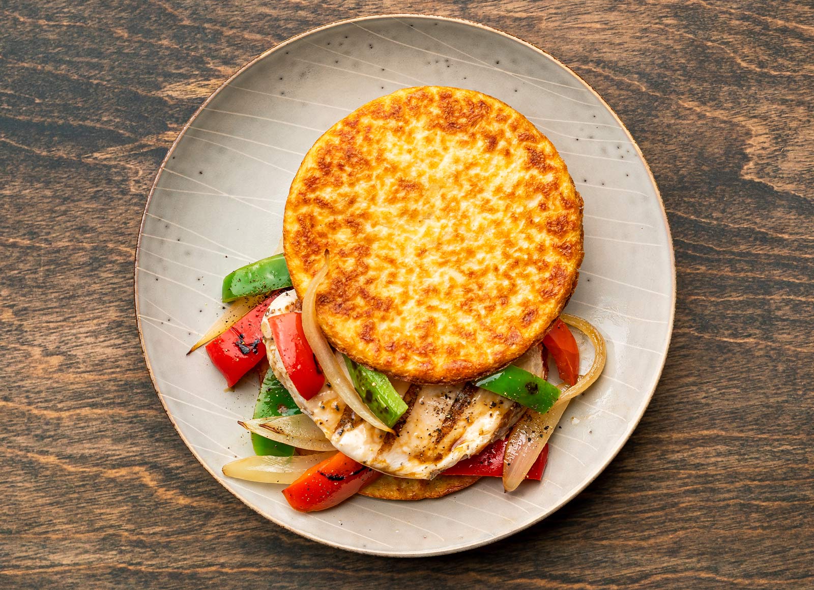 Carb-Conscious Chicken + Peppers Sandwich