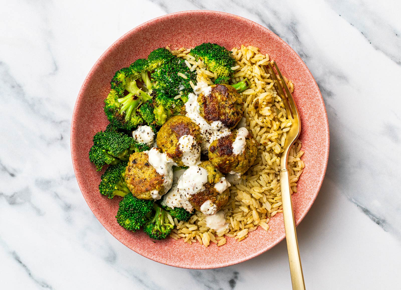 Extra Garlicky Falafel Seasoned Jasmine Rice Bowl