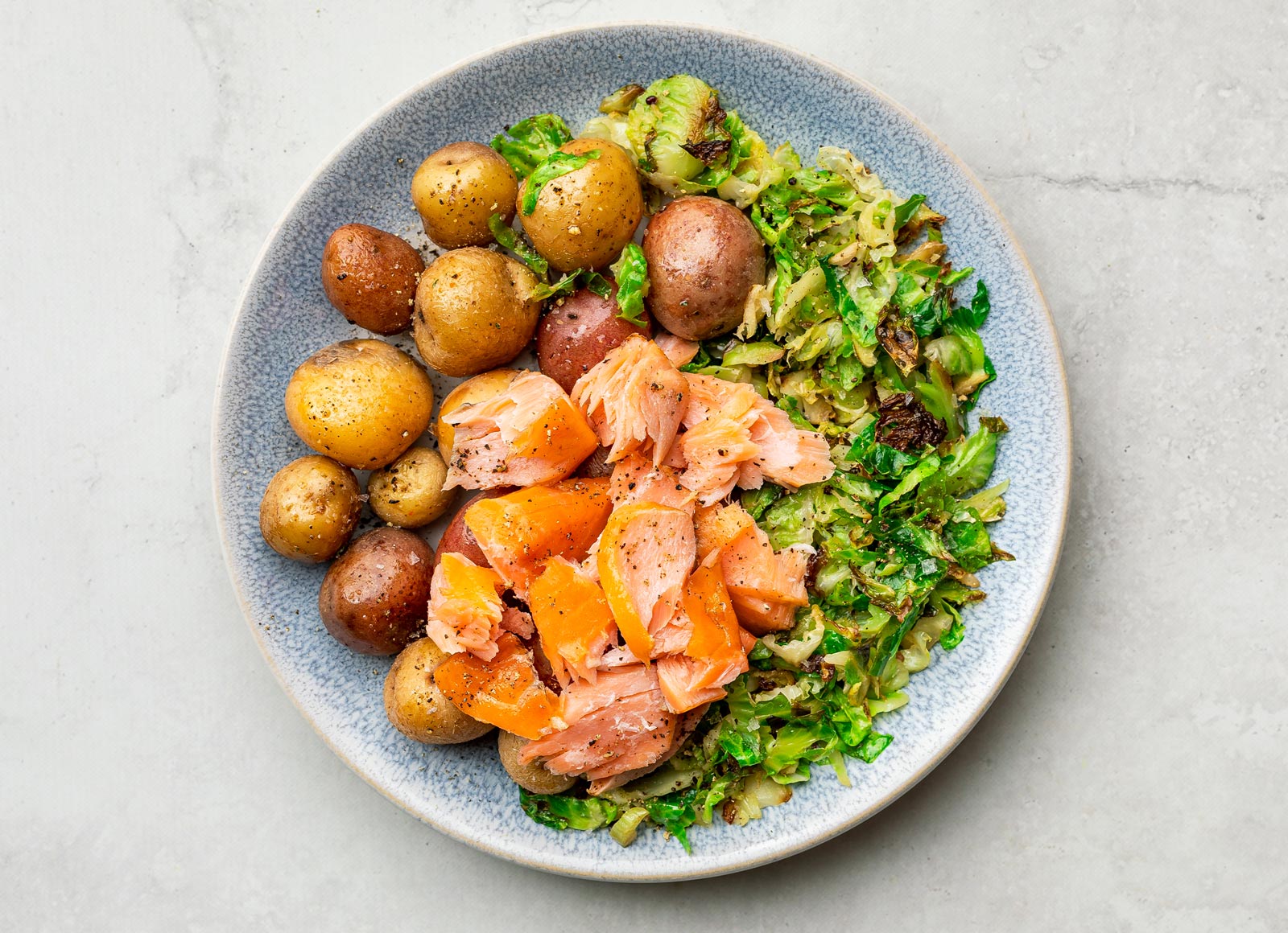 Smoky Roasted Salmon + Crispy Brussels