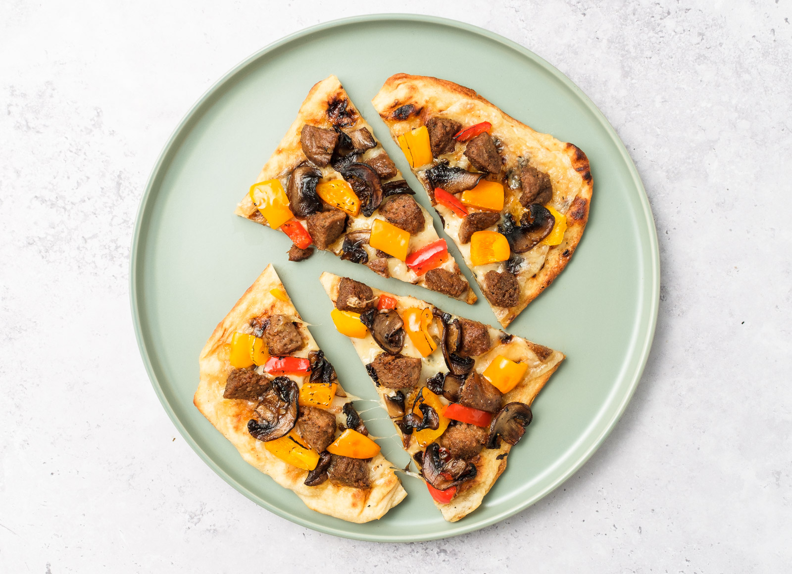 Meatball Cheesesteak Wood Grilled Pizza Crusts