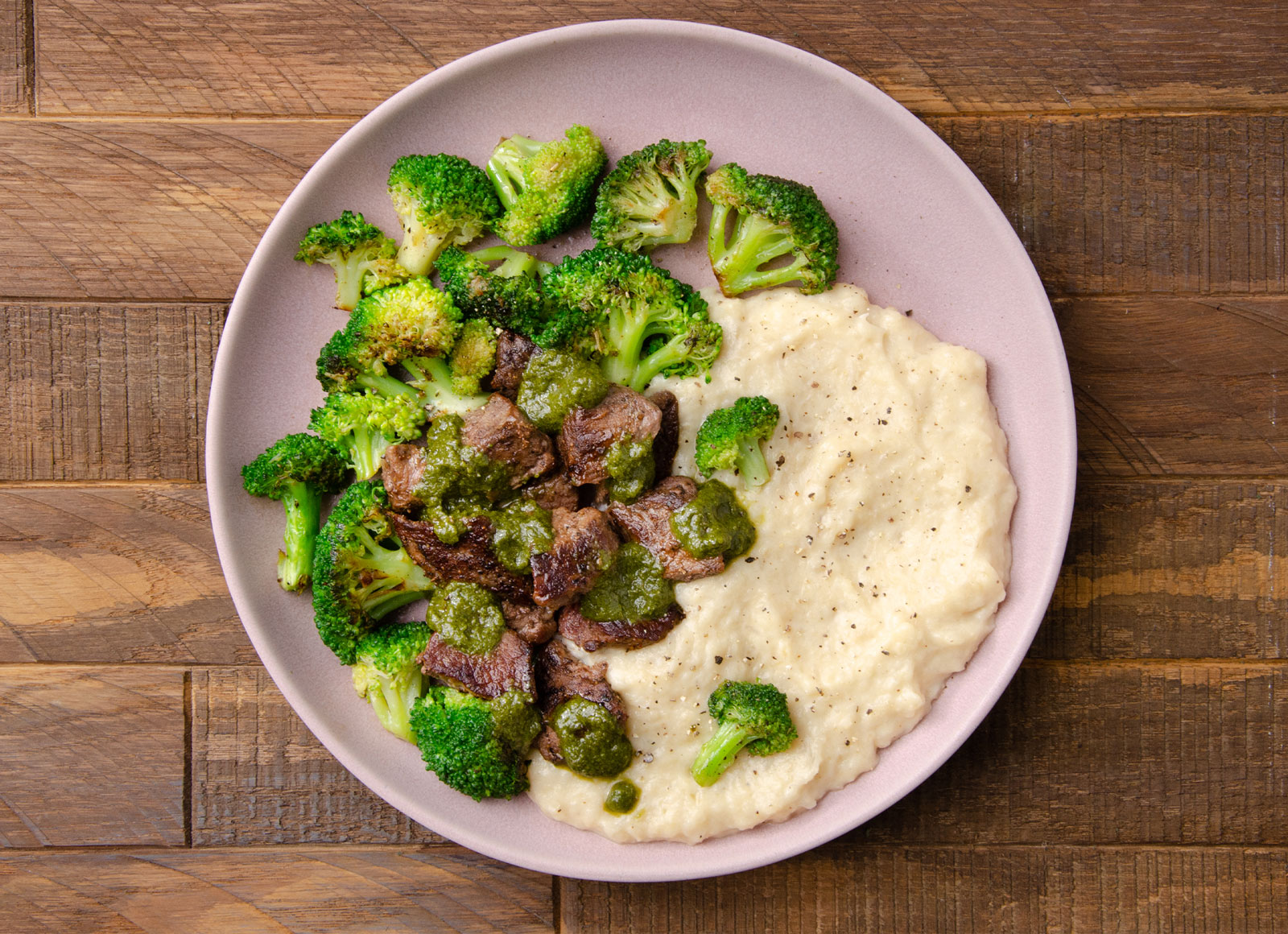 Chimichurri Steak Dinner with Broccoli Florets