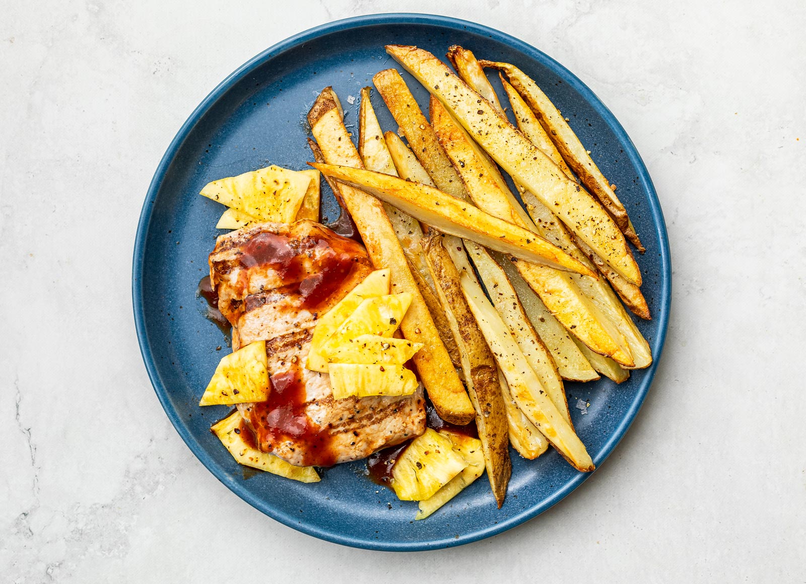 Hawaiian-Style BBQ Pork Chop + Oven Fries with Original BBQ