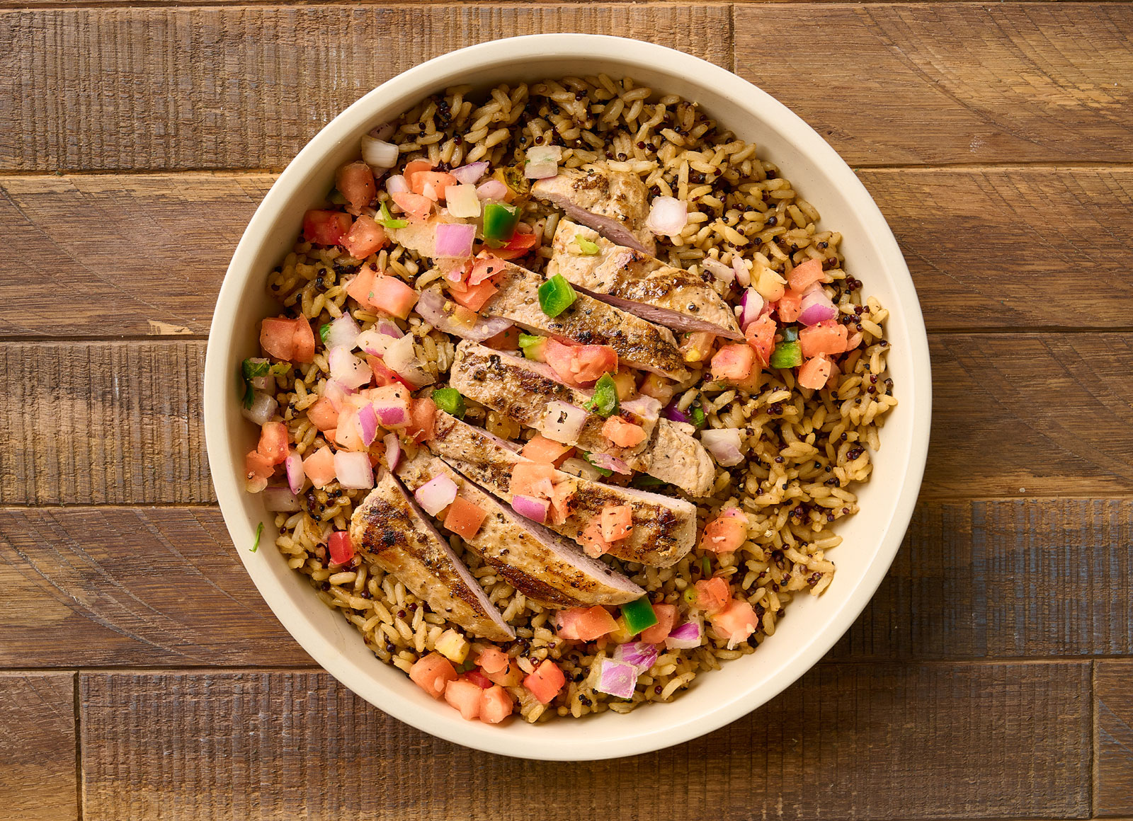Grilled Boneless Pork Chops Rice Bowl with Fresh Salsa