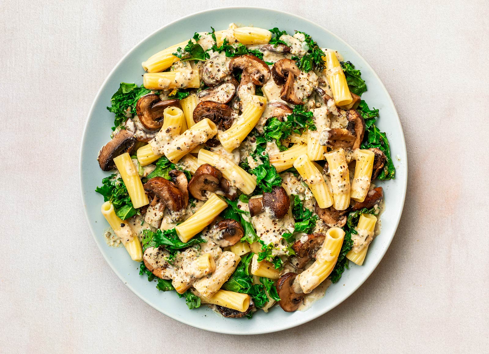 Creamy Mushroom + Greens Rigatoni