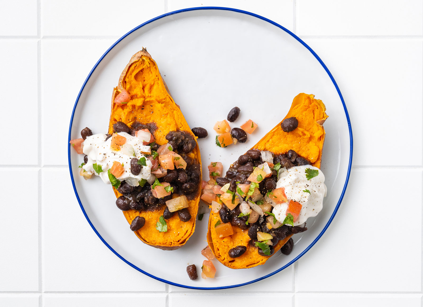 Creamy Black Bean Sweet Potato Boat