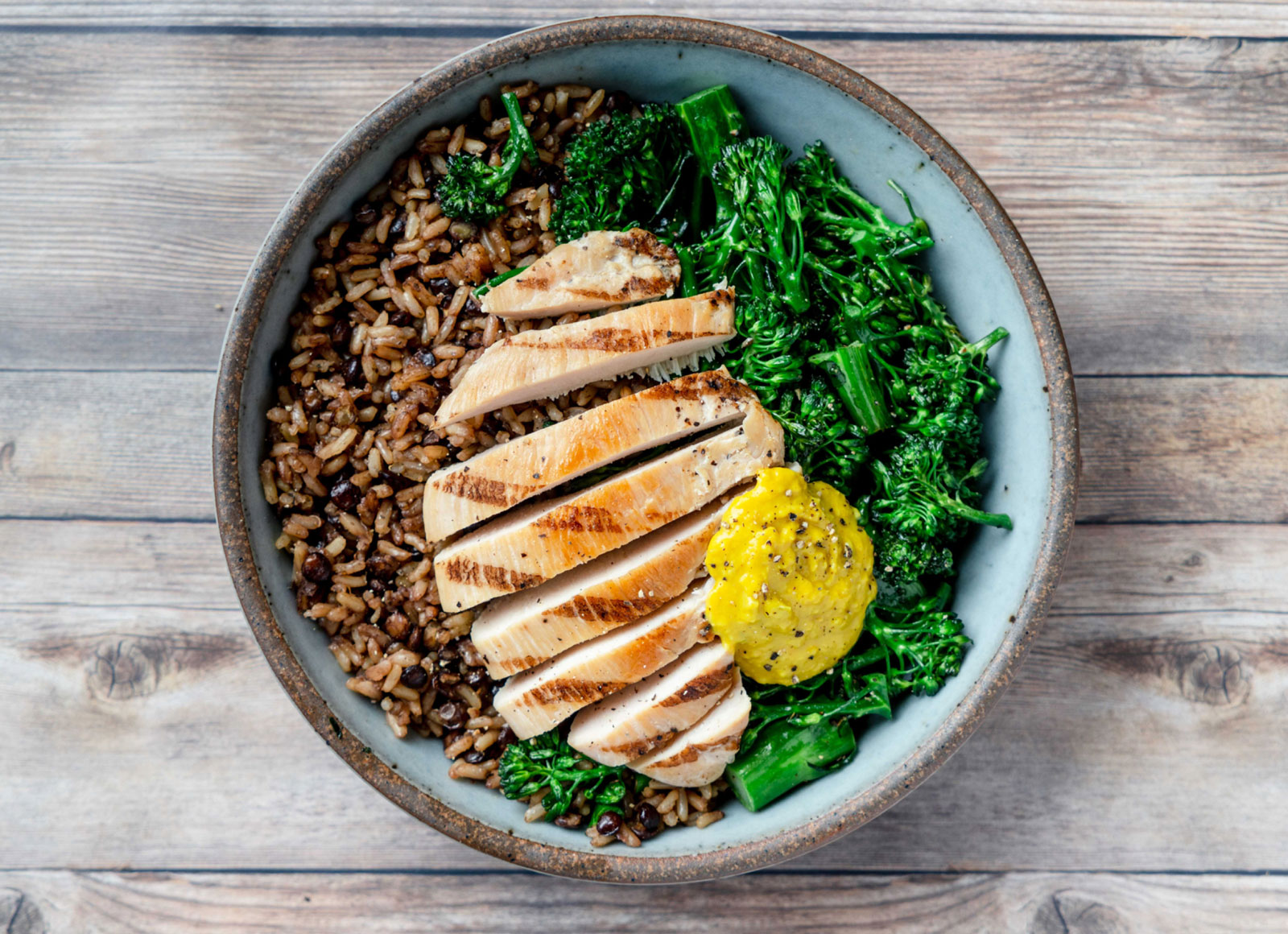 Curried Grilled Chicken + Broccoli Rice Bowl