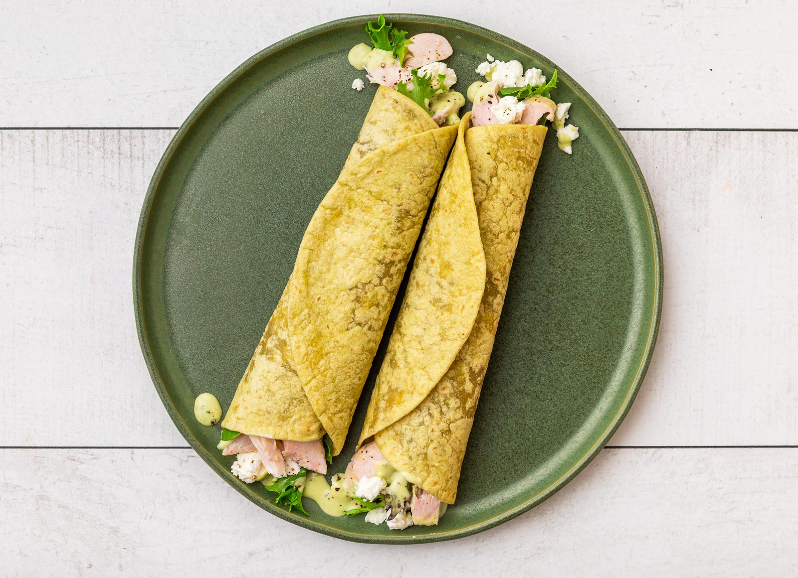 Go-To Basil Feta Chicken Wrap