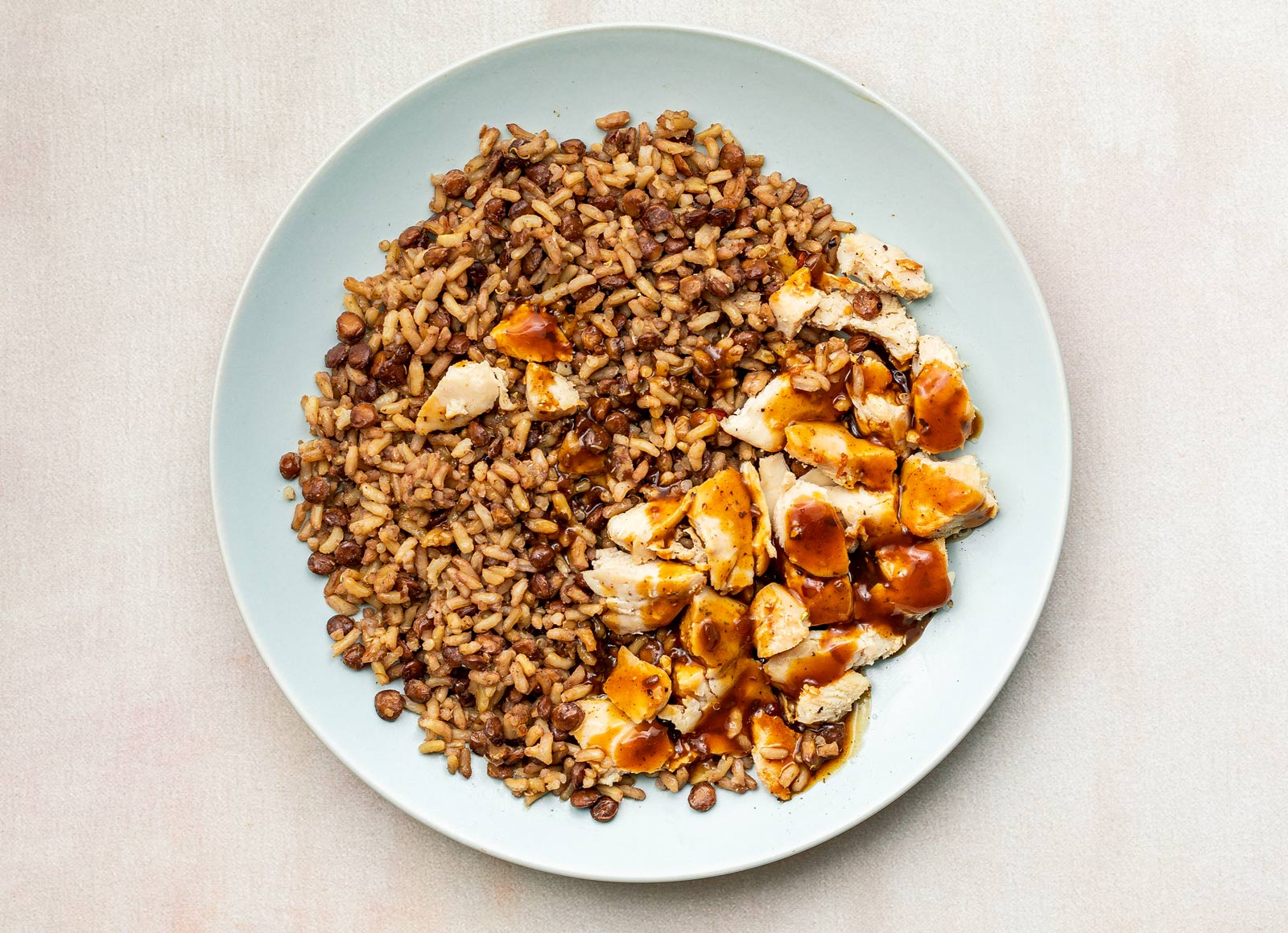 Korean BBQ Chicken + Lentil Quinoa Mix
