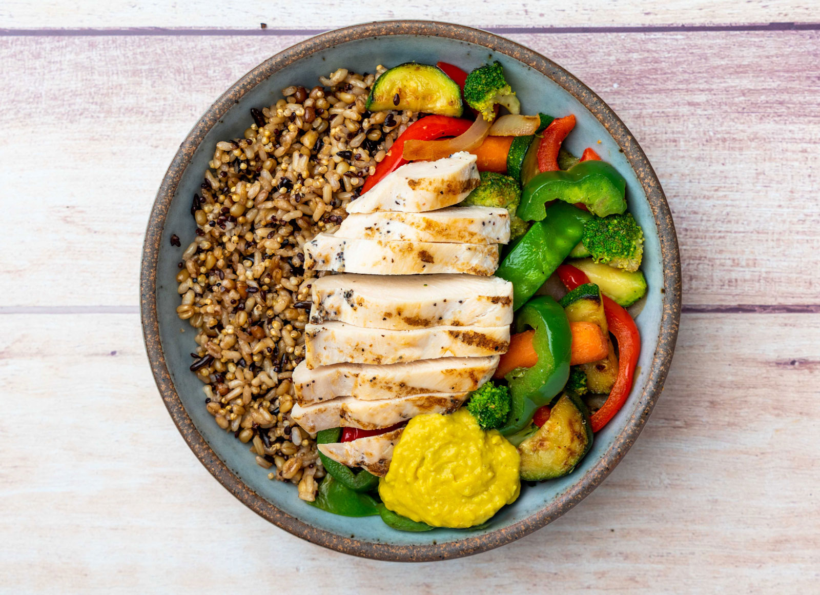 Seasoned Grilled Chicken Breast Curry Bowl with Stir-Fry Veggies