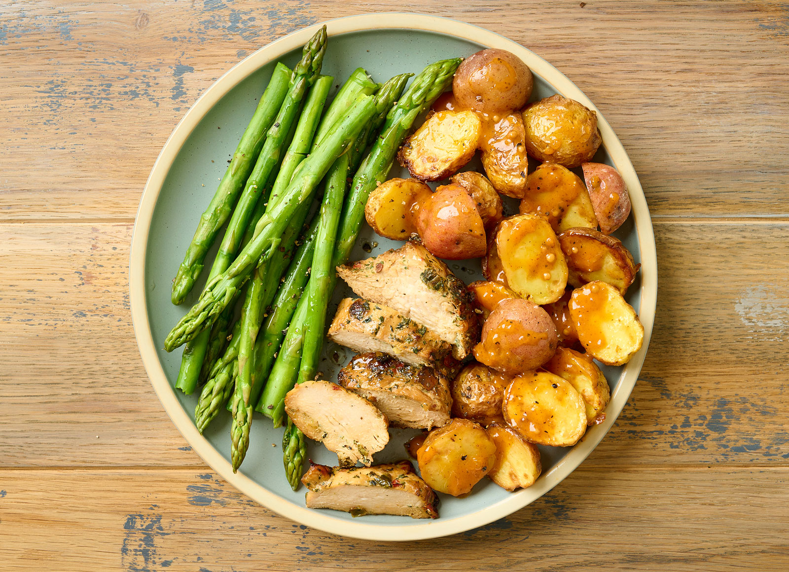 Turkey Tenderloin with Mini Hickory Potatoes + Asparagus