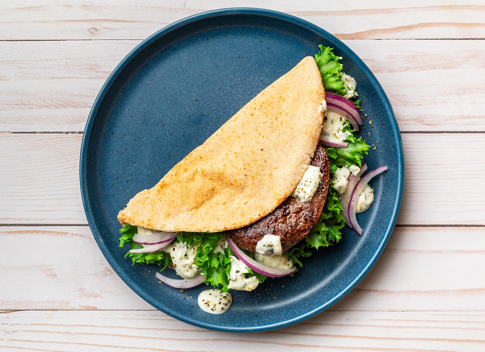 Mediterranean Tzatziki Bison Burger with Whole Grain Pita Pockets