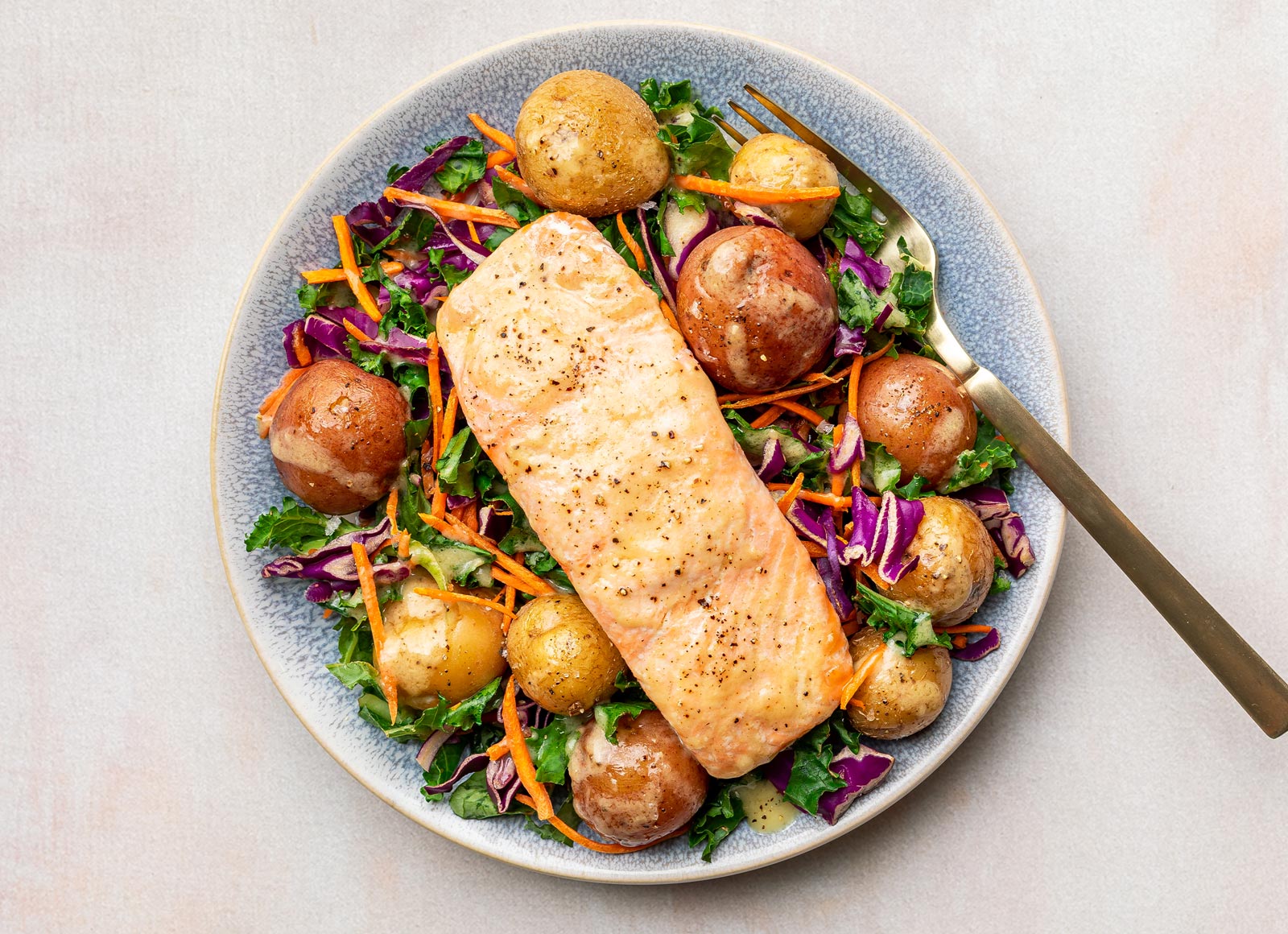  Salmon + Crispy Potato Salad