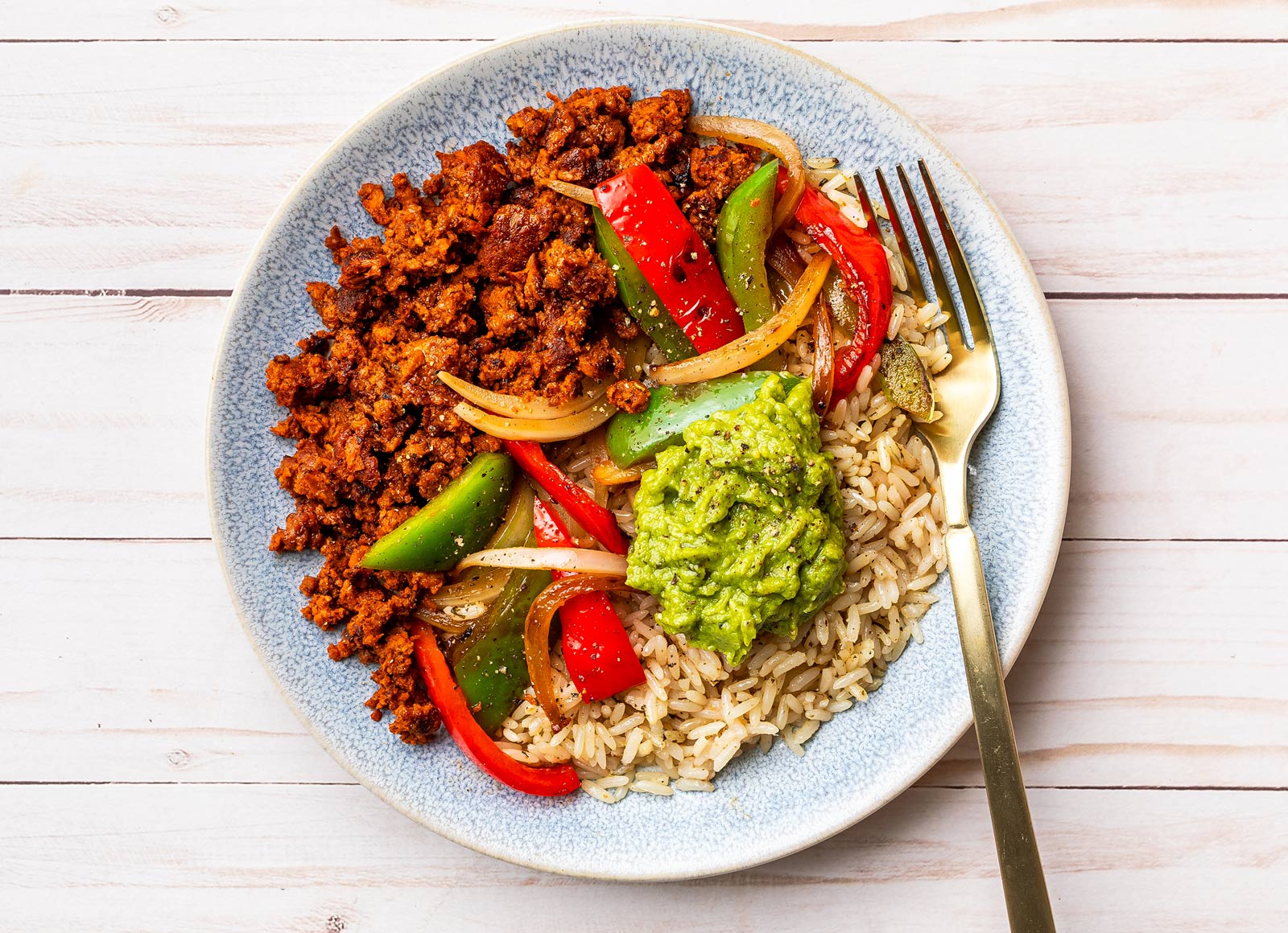 Chorizo + Fajita Veggies with Cilantro Lime Rice