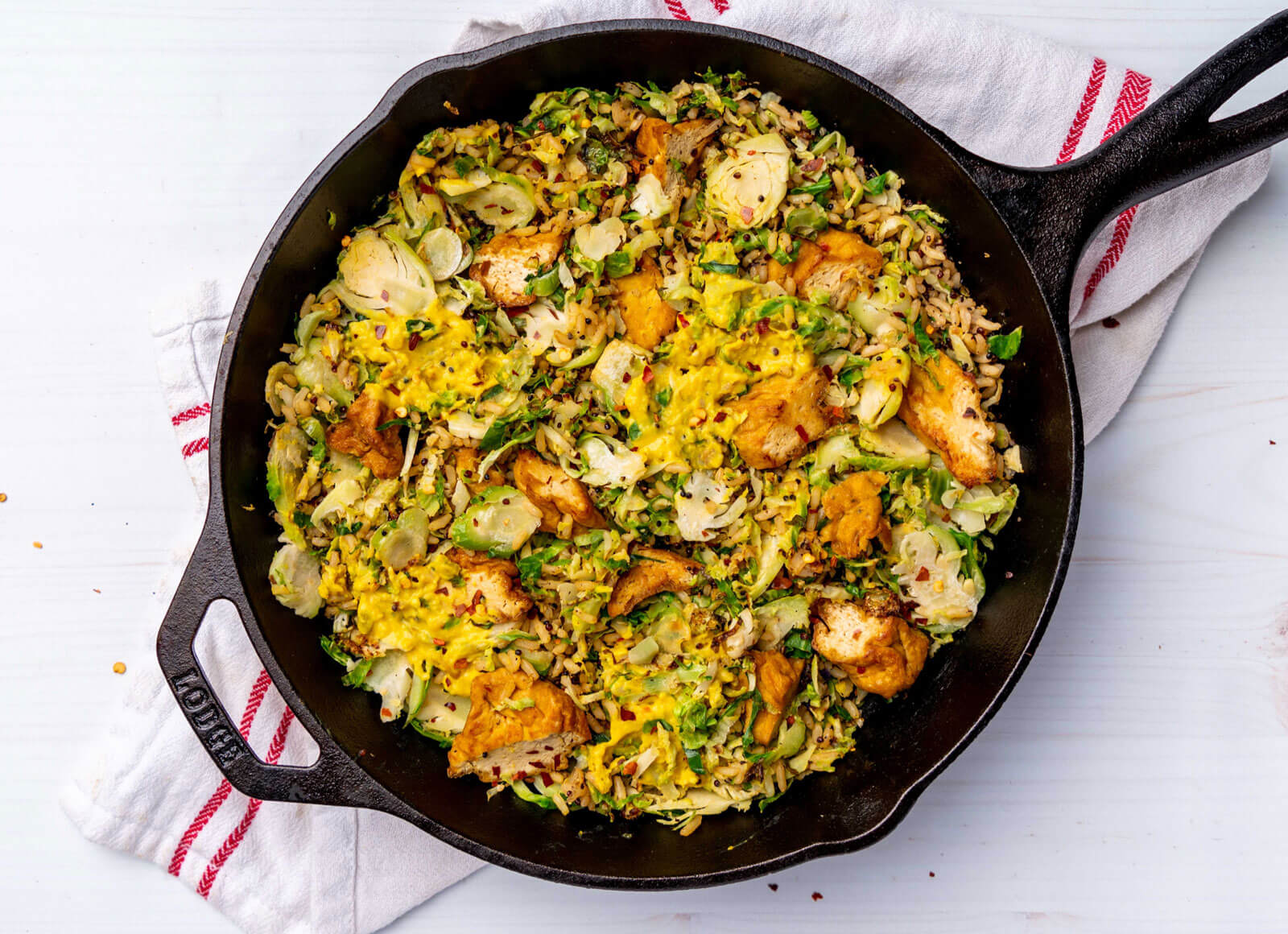 Coconut Curry Tofu + Brussels Stir-Fry