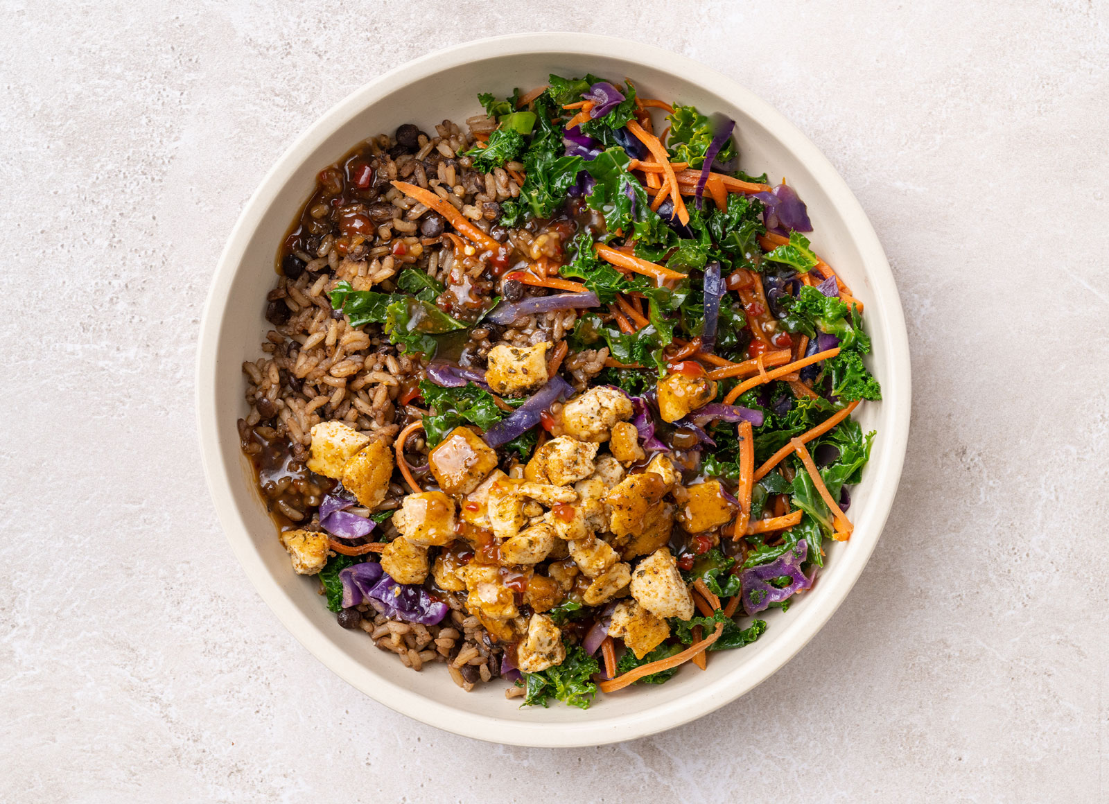 Gingery Spiced Tofu + Rainbow Veggie Protein Bowl