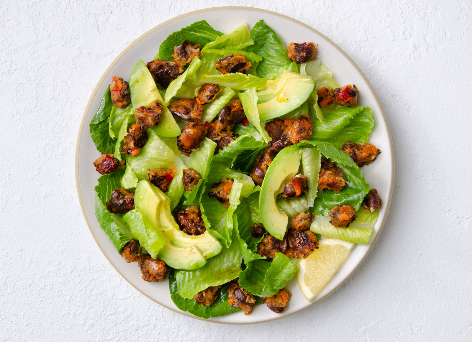 Black Bean Burger + Avocado Salad