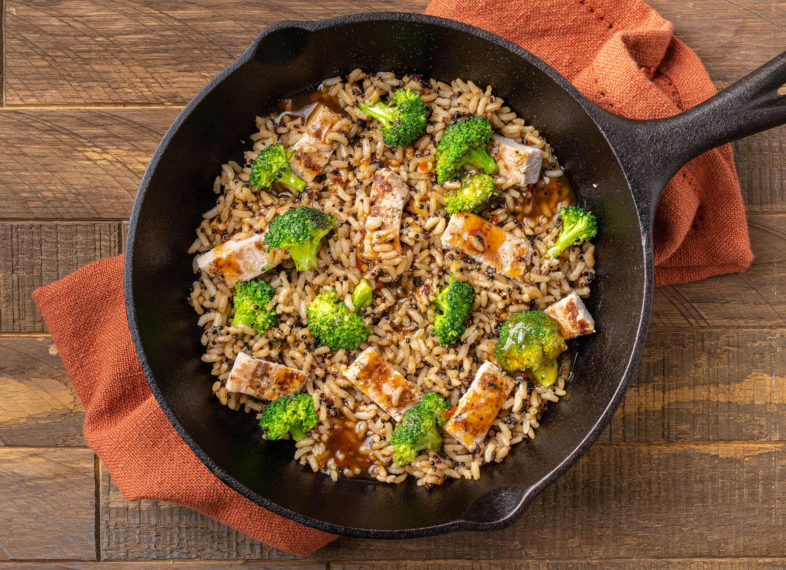 Sesame Ginger Grilled Boneless Pork Chops + Broccoli Stir-Fry