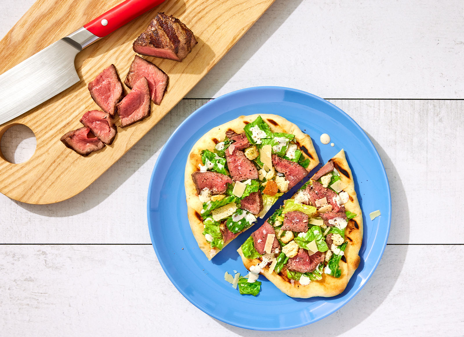 Grilled Steak Caesar Salad Flatbread