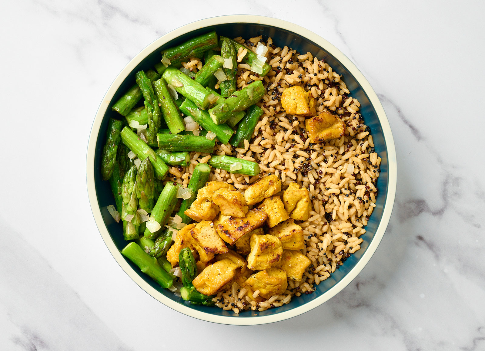 Lemongrass Tofu + Asparagus Rice Bowl