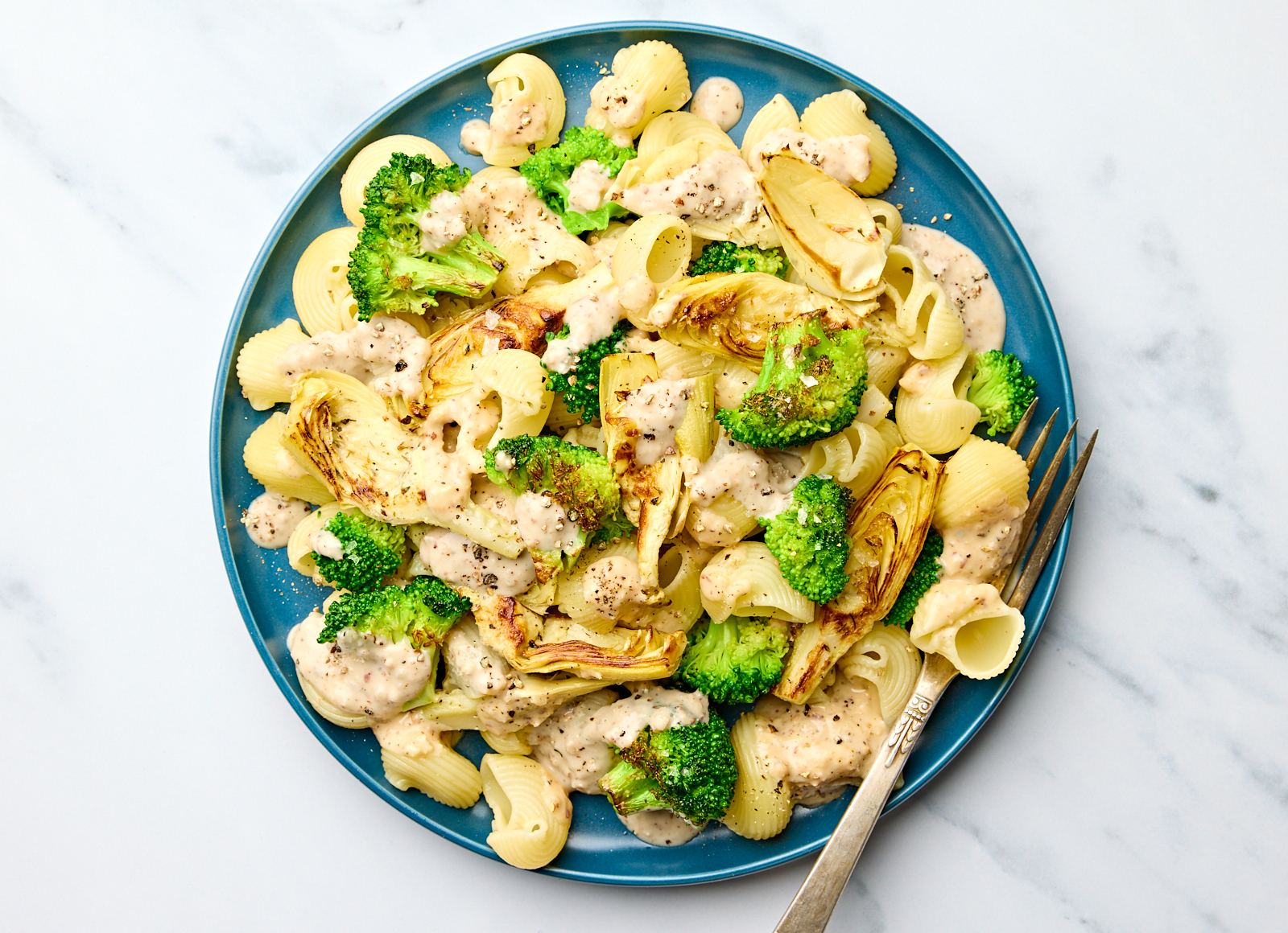 French Onion Artichoke Chiocciole Pasta Bake