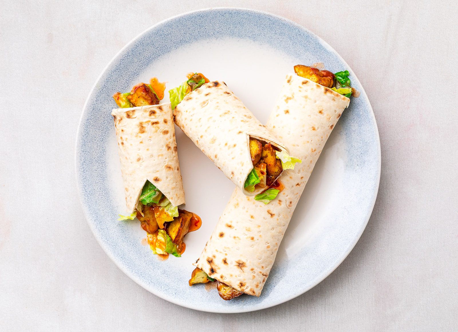 Sweet Chili Tofu Lavash Wraps