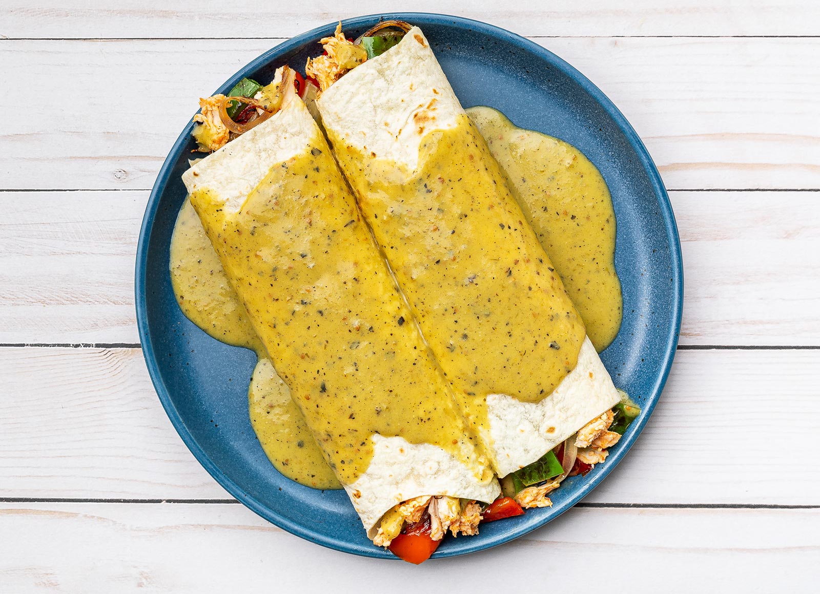 Green Chile Chicken + Veggie Enchiladas