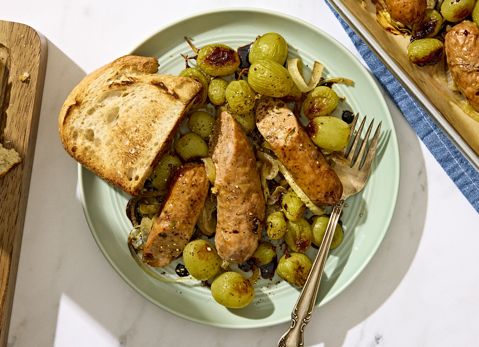 Rachael Ray's Sheet Pan Sausage + Grapes
