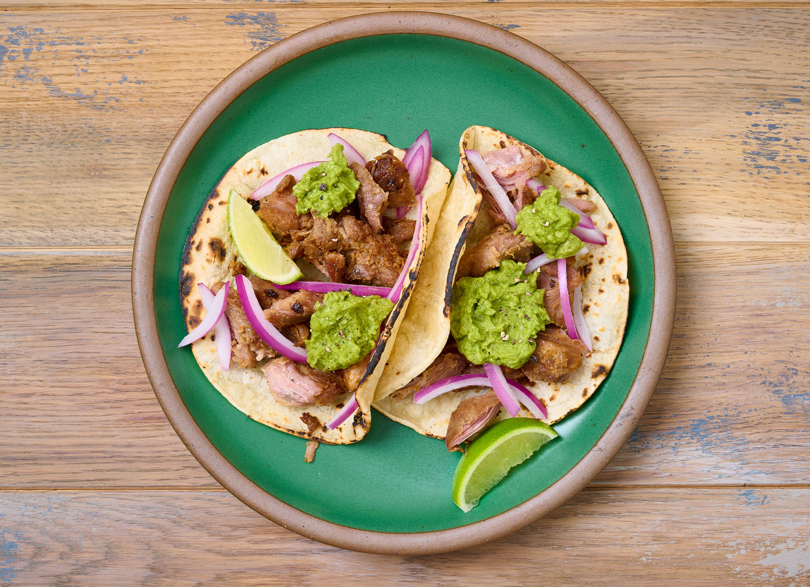  Shredded Pork + Guac Tacos