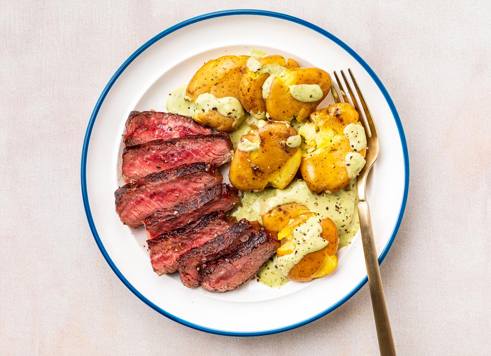 Ribeye Steak with Green Goddess Potatoes