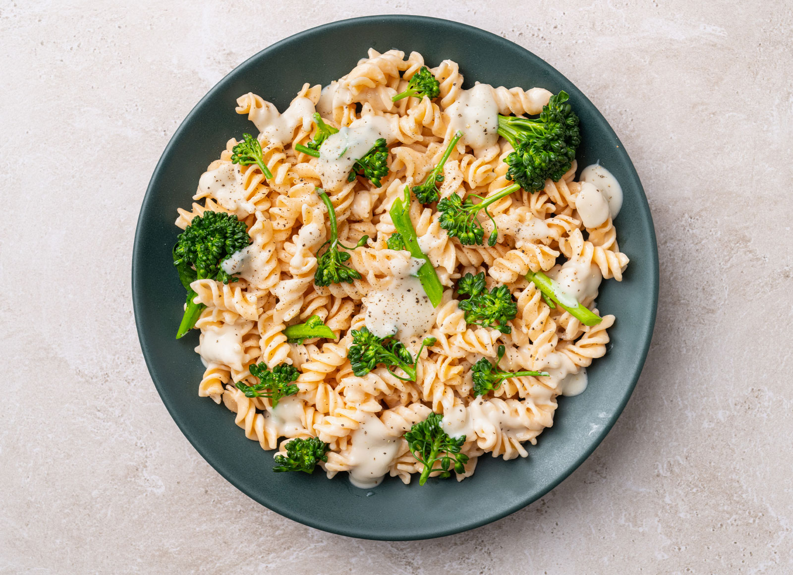 Creamy Garlic Parm + Broccoli Fusilli