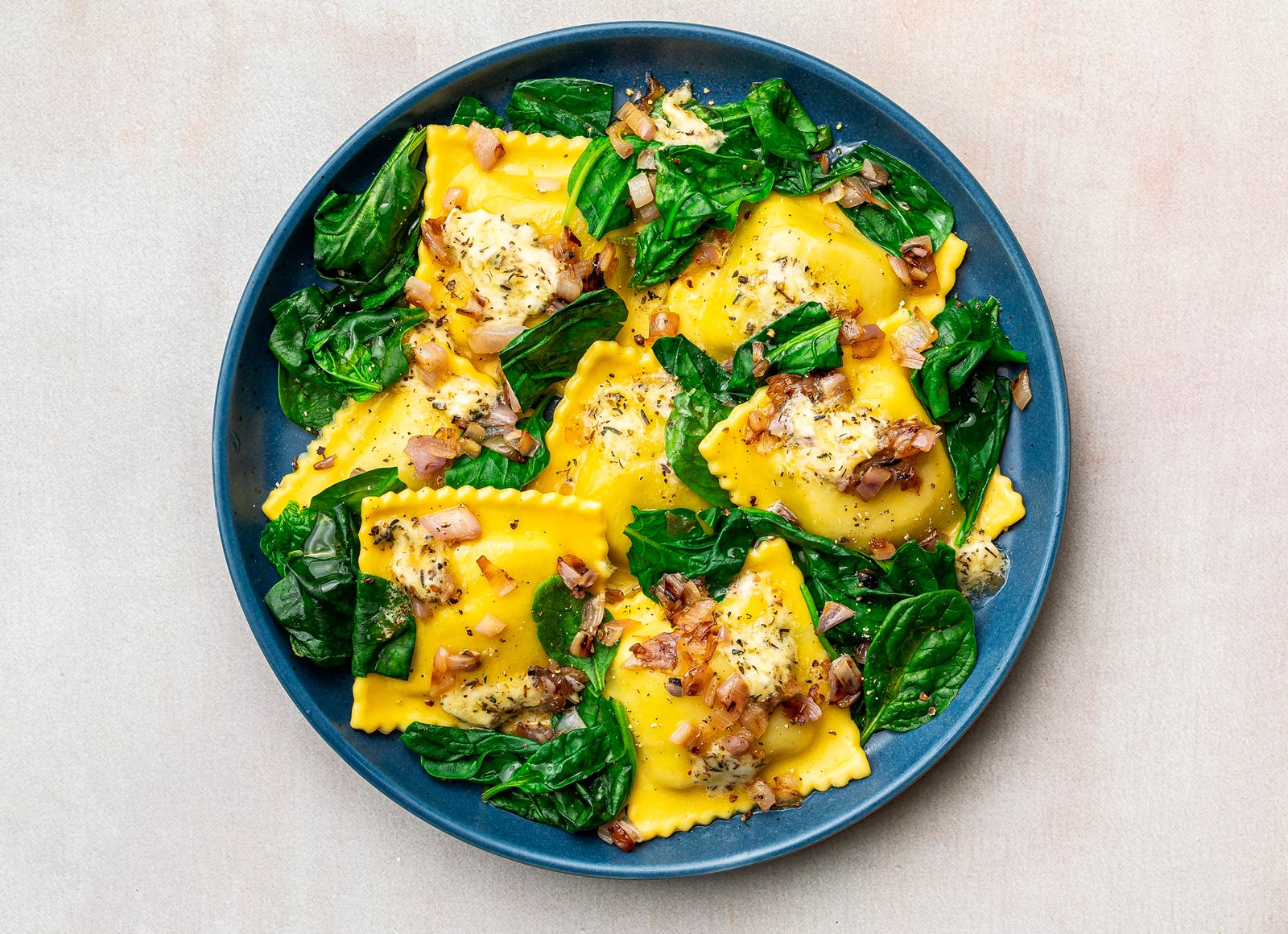 Spinach Ricotta Ravioli with Slow Churned Herb Pasture Butter