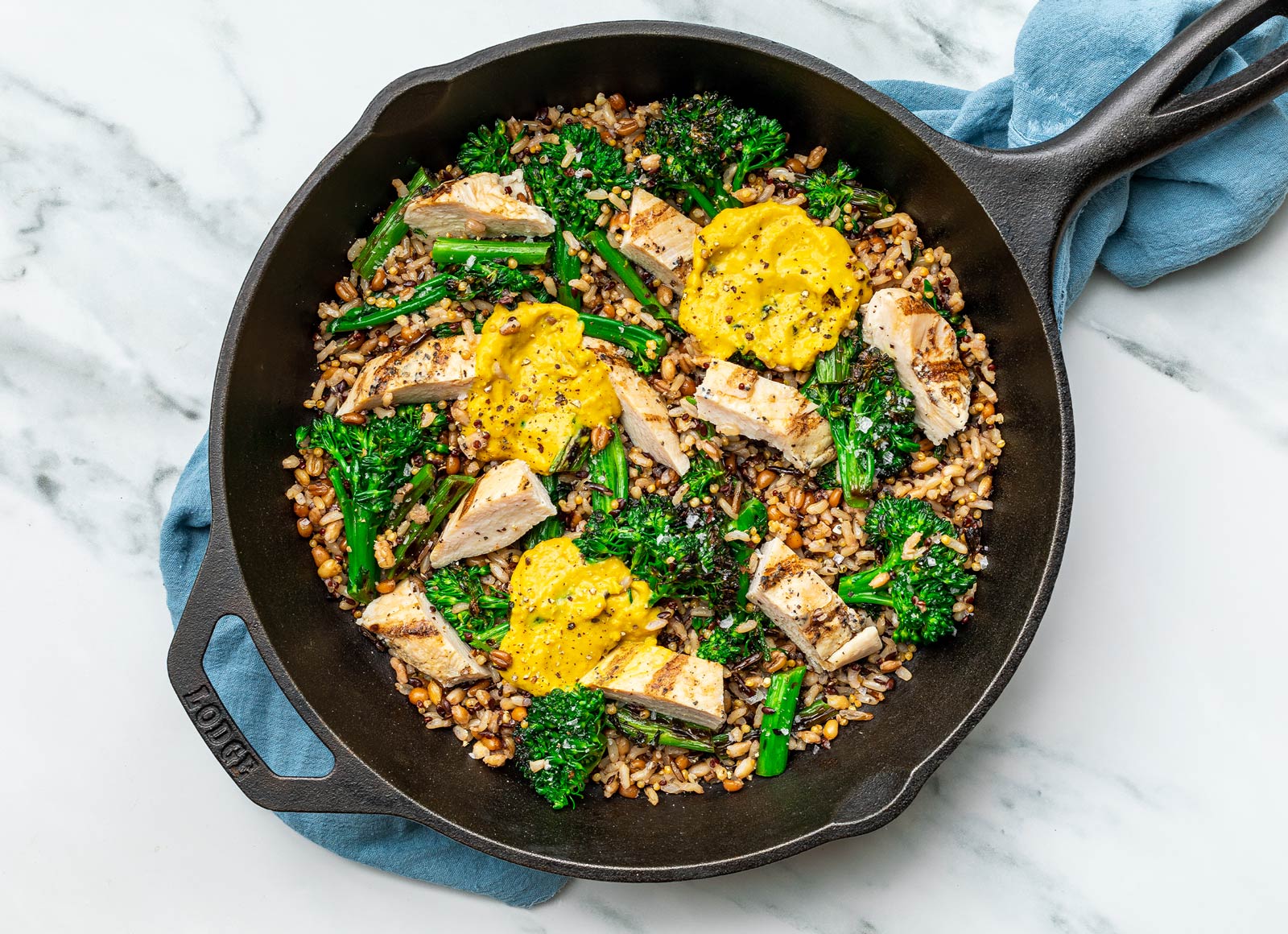 Baby Broccoli + Curry Seasoned Grilled Chicken Breast Stir-Fry