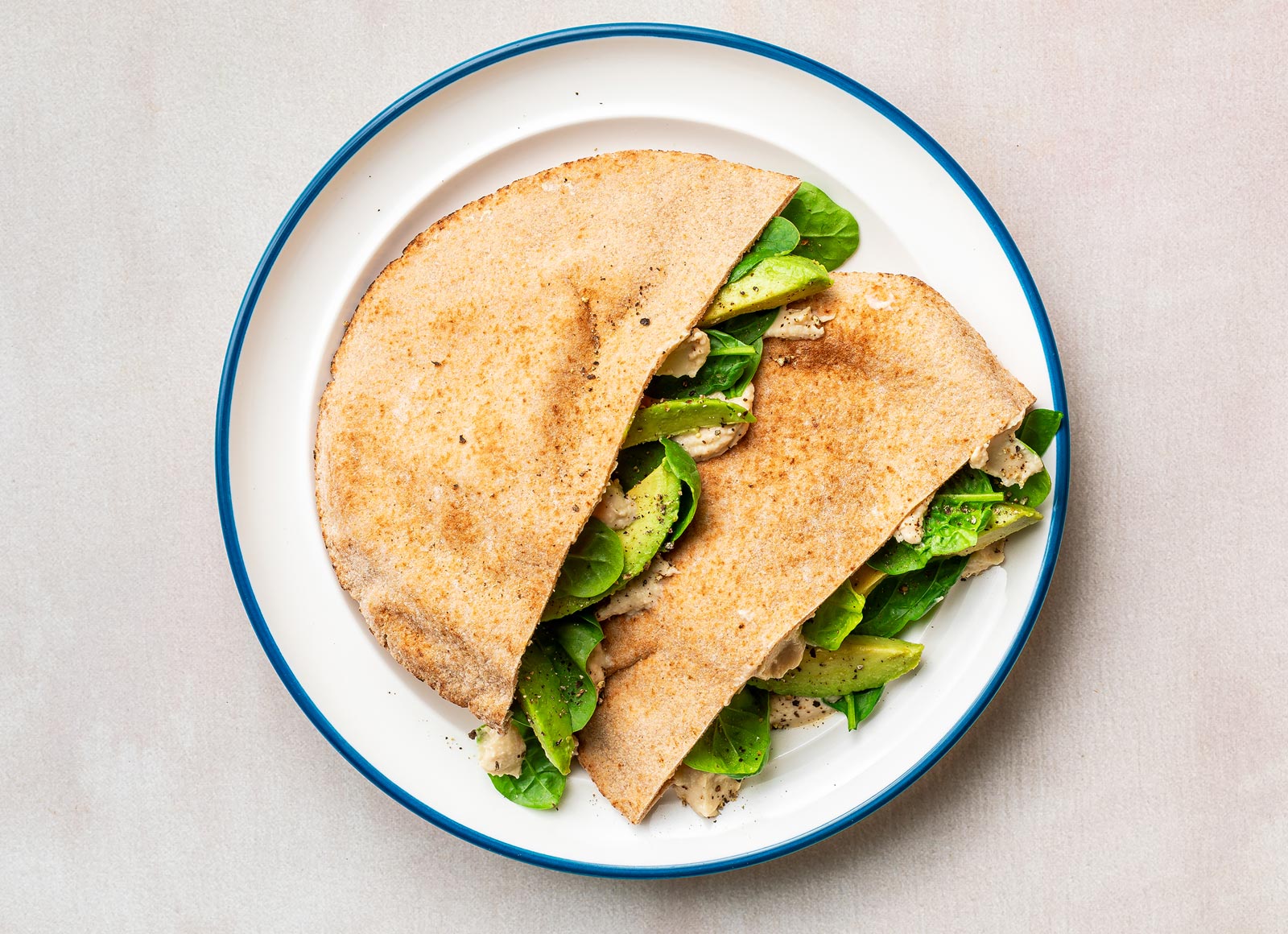 Lemon Garlic Hummus + Avocado Whole Grain Pita Pockets