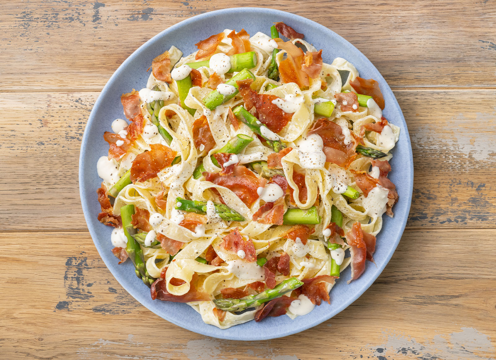 Crispy Prosciutto + Asparagus Tagliatelle