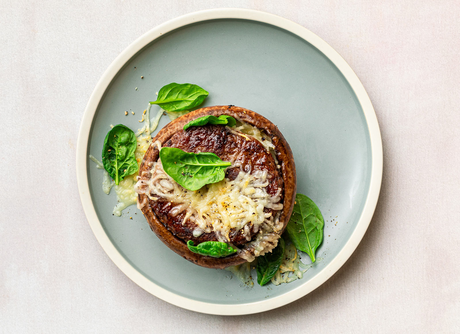 Low-Carb Cheesy Bison Burger with Shredded Mozzarella Cheese