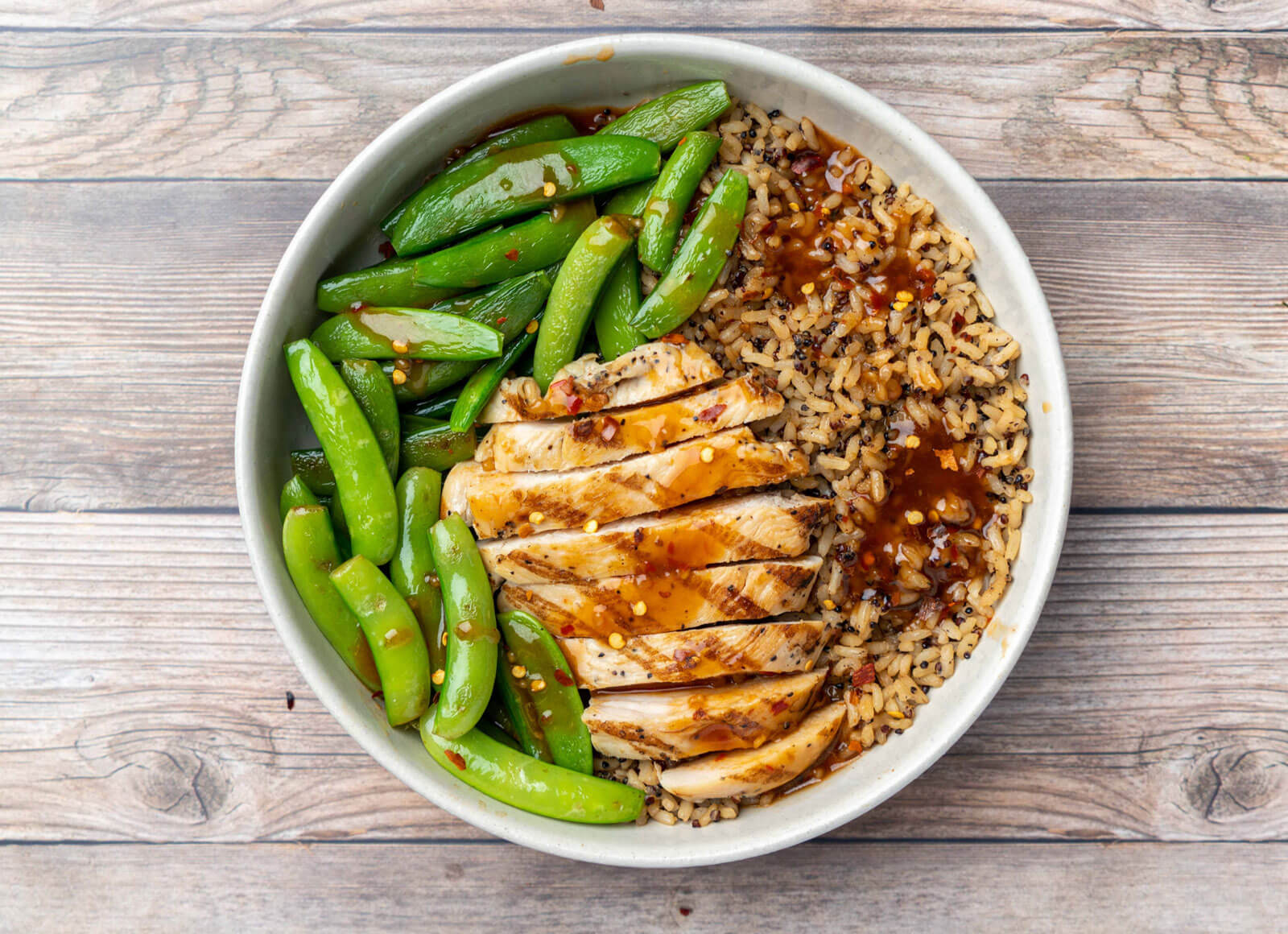 Gingery Chicken 'n Peas Bowl