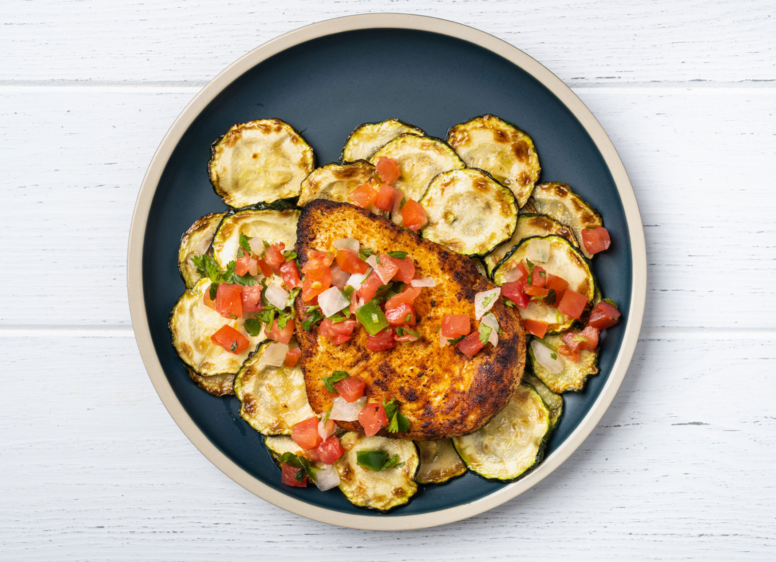 Zesty Zucchini Chicken + Salsa