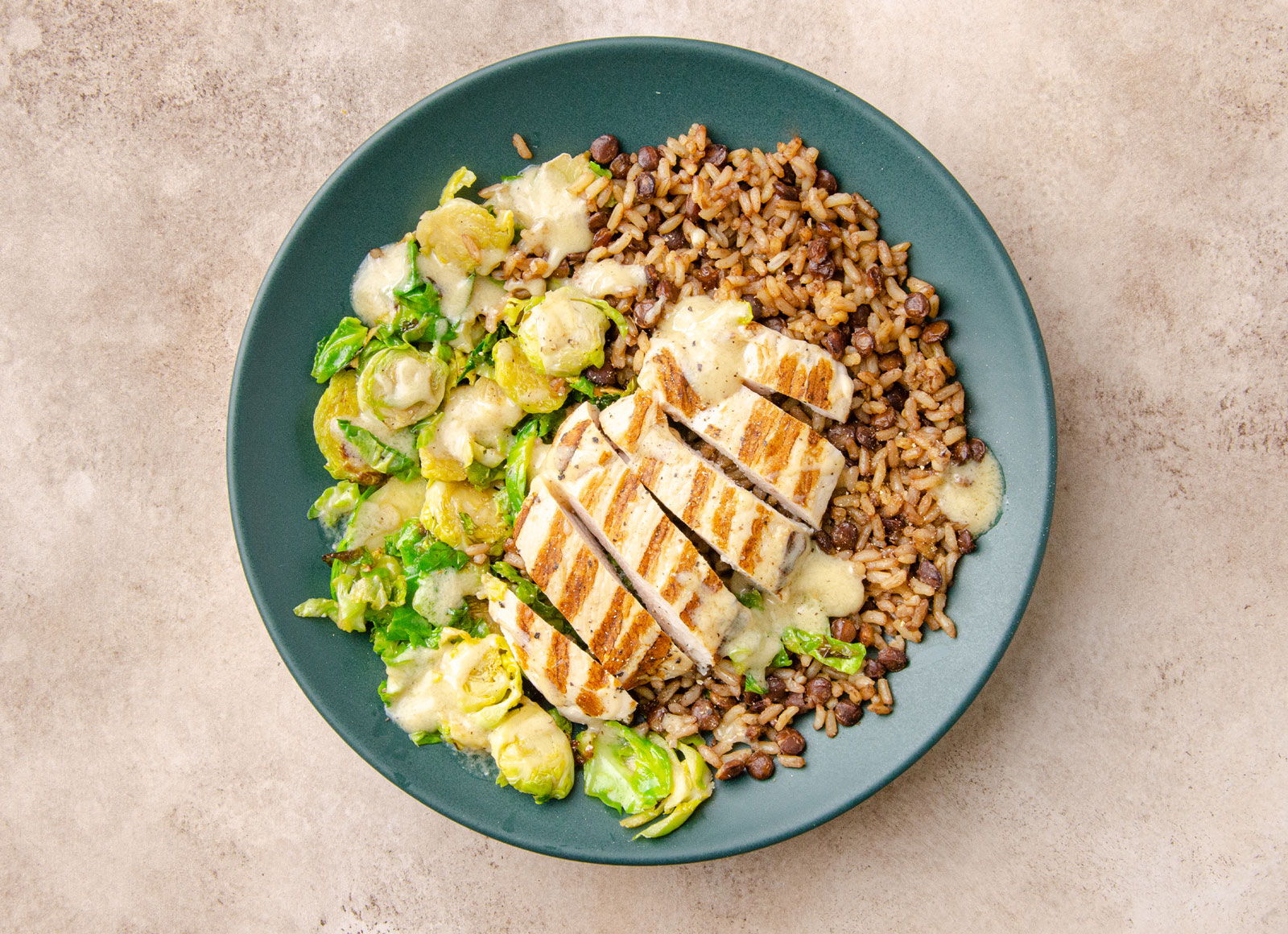Grilled Seasoned Chicken Breast + Brussels Protein Bowl